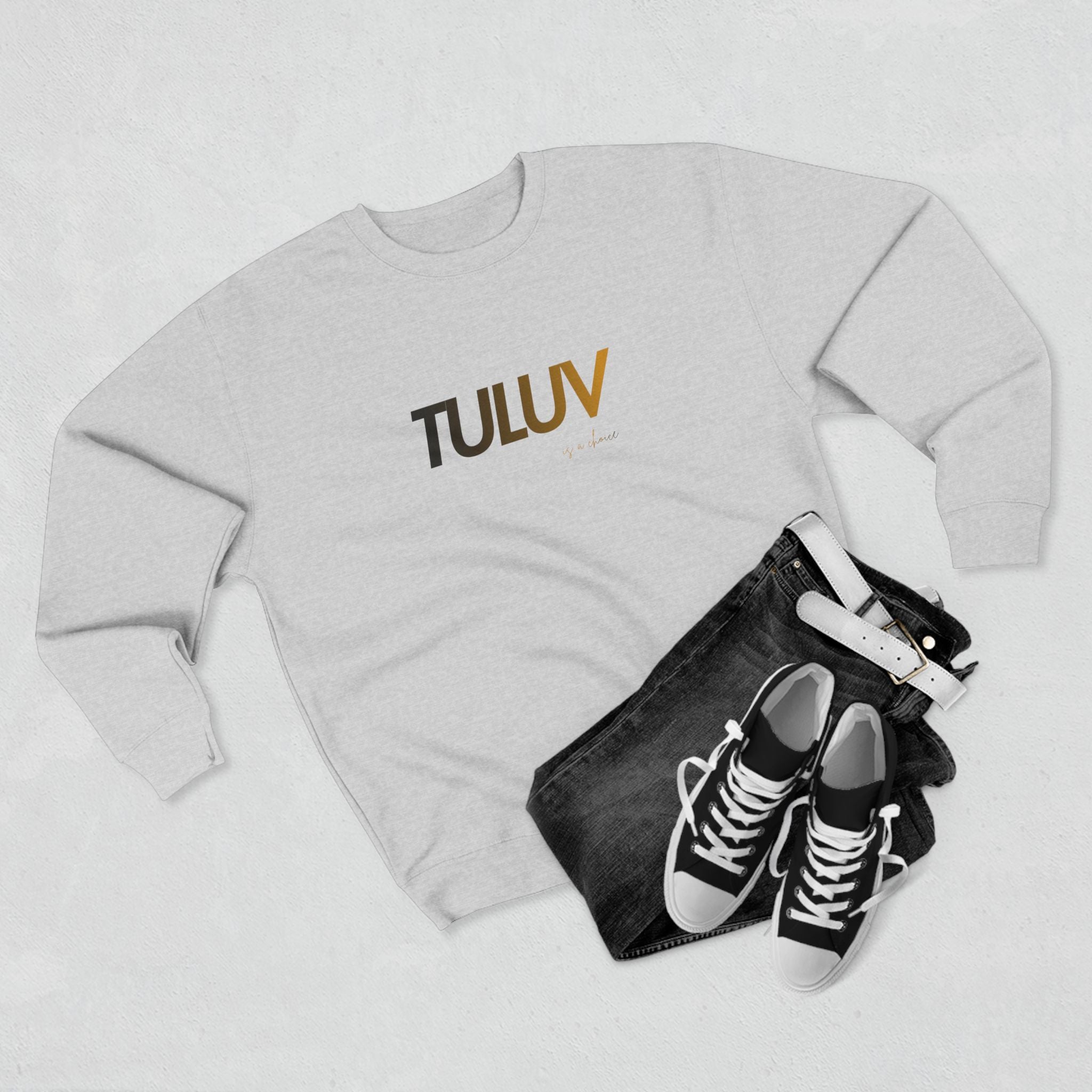 TULUV Minimal Logo Crewneck Sweatshirt — Casual Lightweight Pullover - TULUV