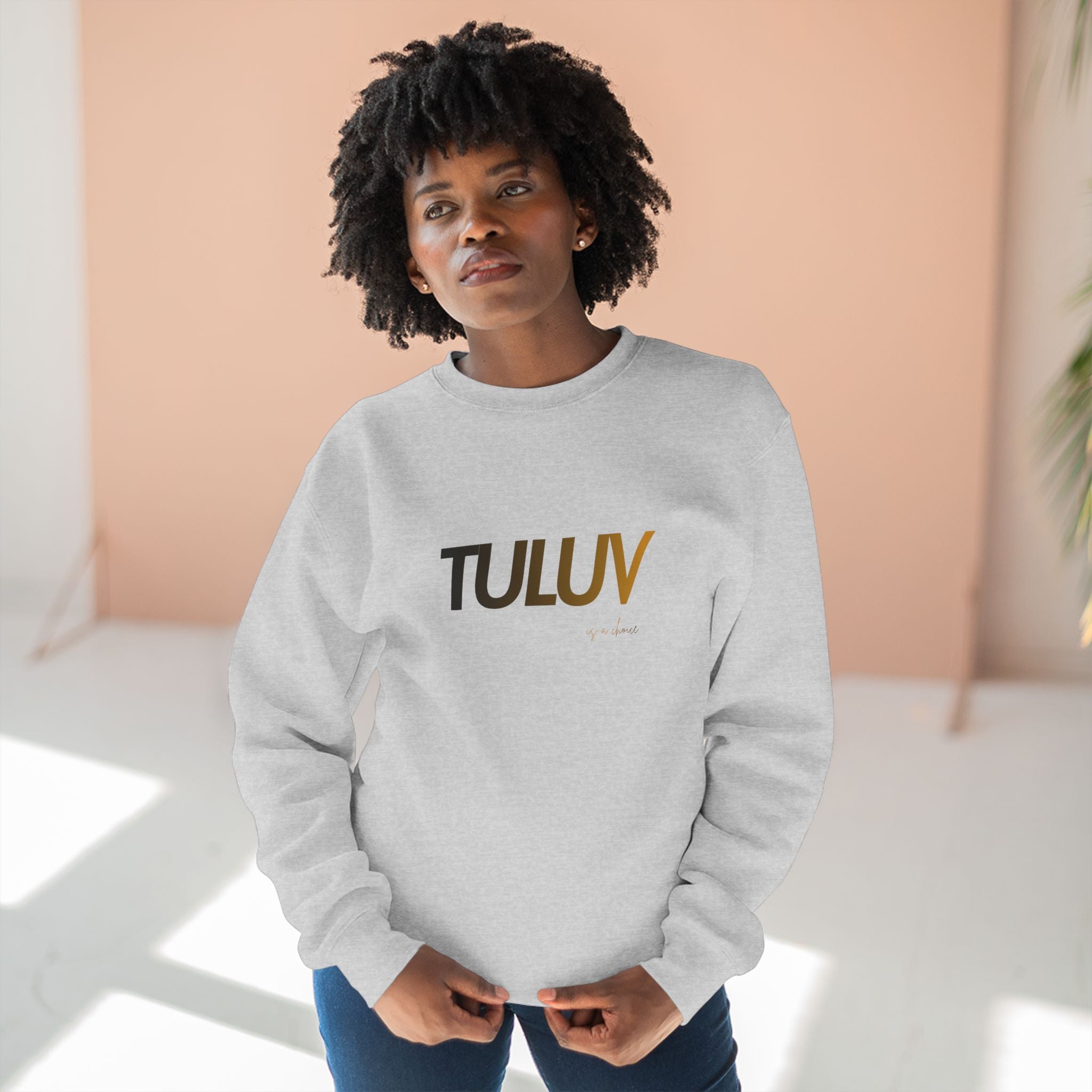TULUV Minimal Logo Crewneck Sweatshirt — Casual Lightweight Pullover - TULUV