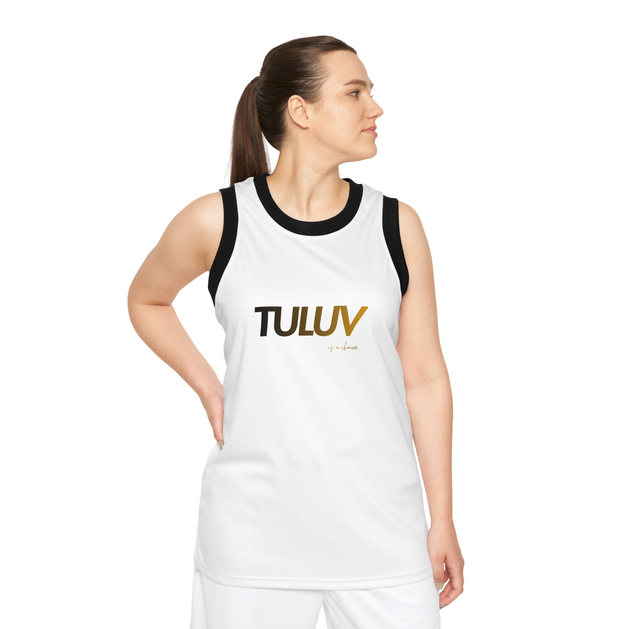 TULUV Logo Basketball Jersey — White Ringer Tank Top - TULUV