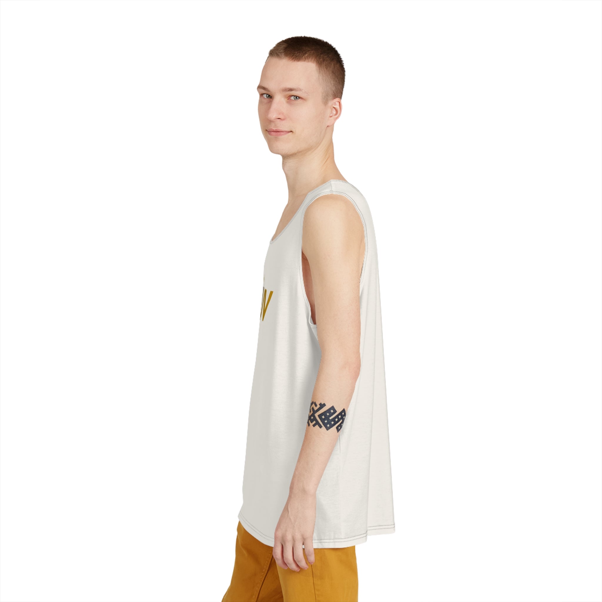 Men's All-Over Print Tank Top — Minimal White Summer Muscle Tee - TULUV