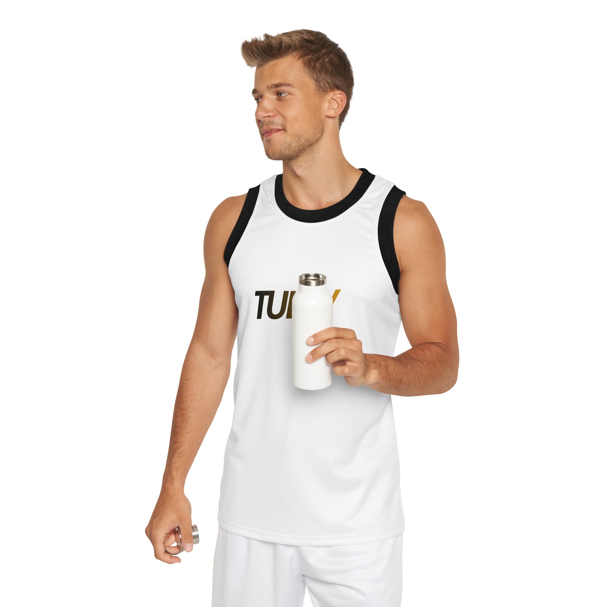 TULUV Logo Basketball Jersey — White Ringer Tank Top - TULUV