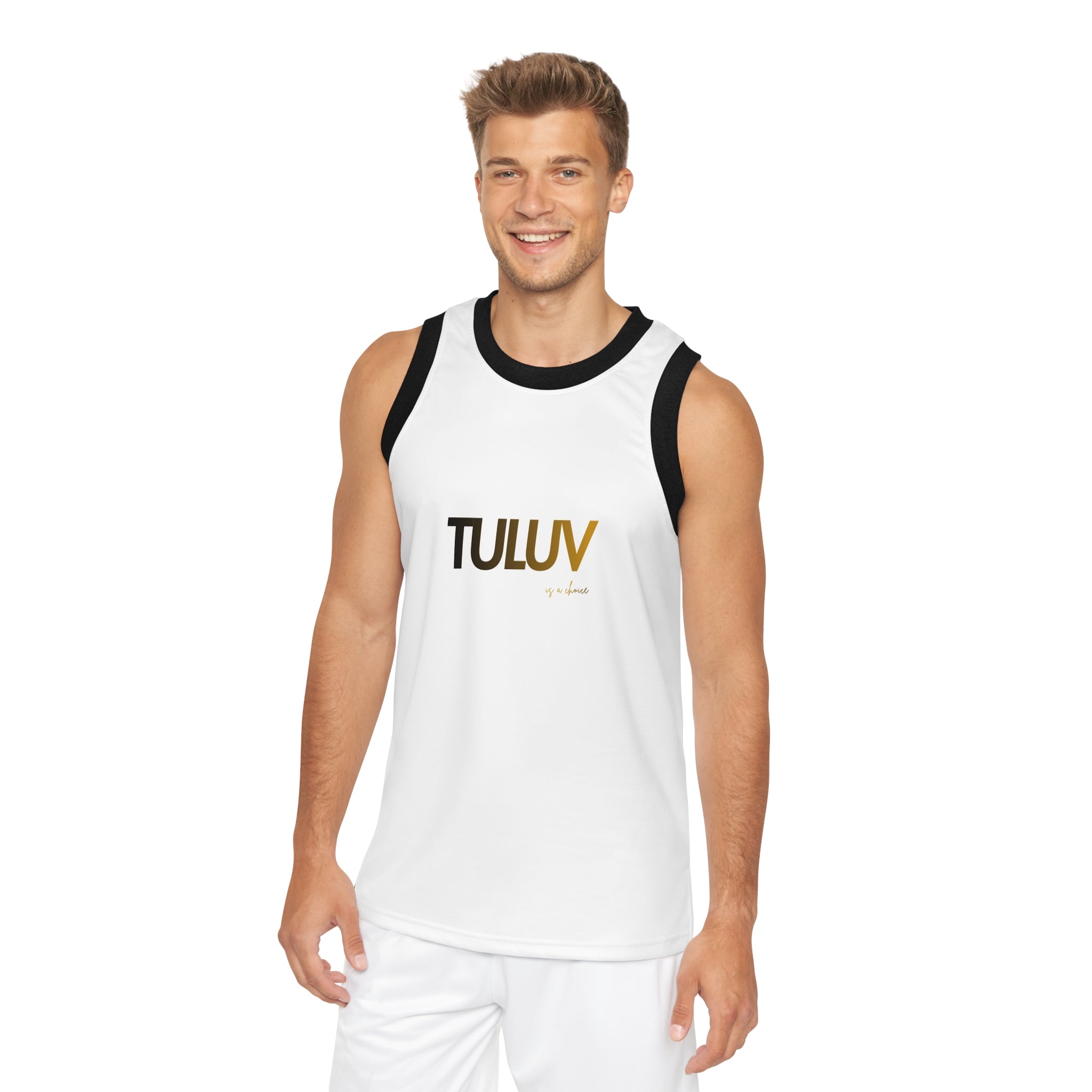 TULUV Logo Basketball Jersey — White Ringer Tank Top - TULUV