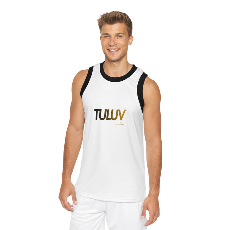 TULUV Logo Basketball Jersey — White Ringer Tank Top - TULUV