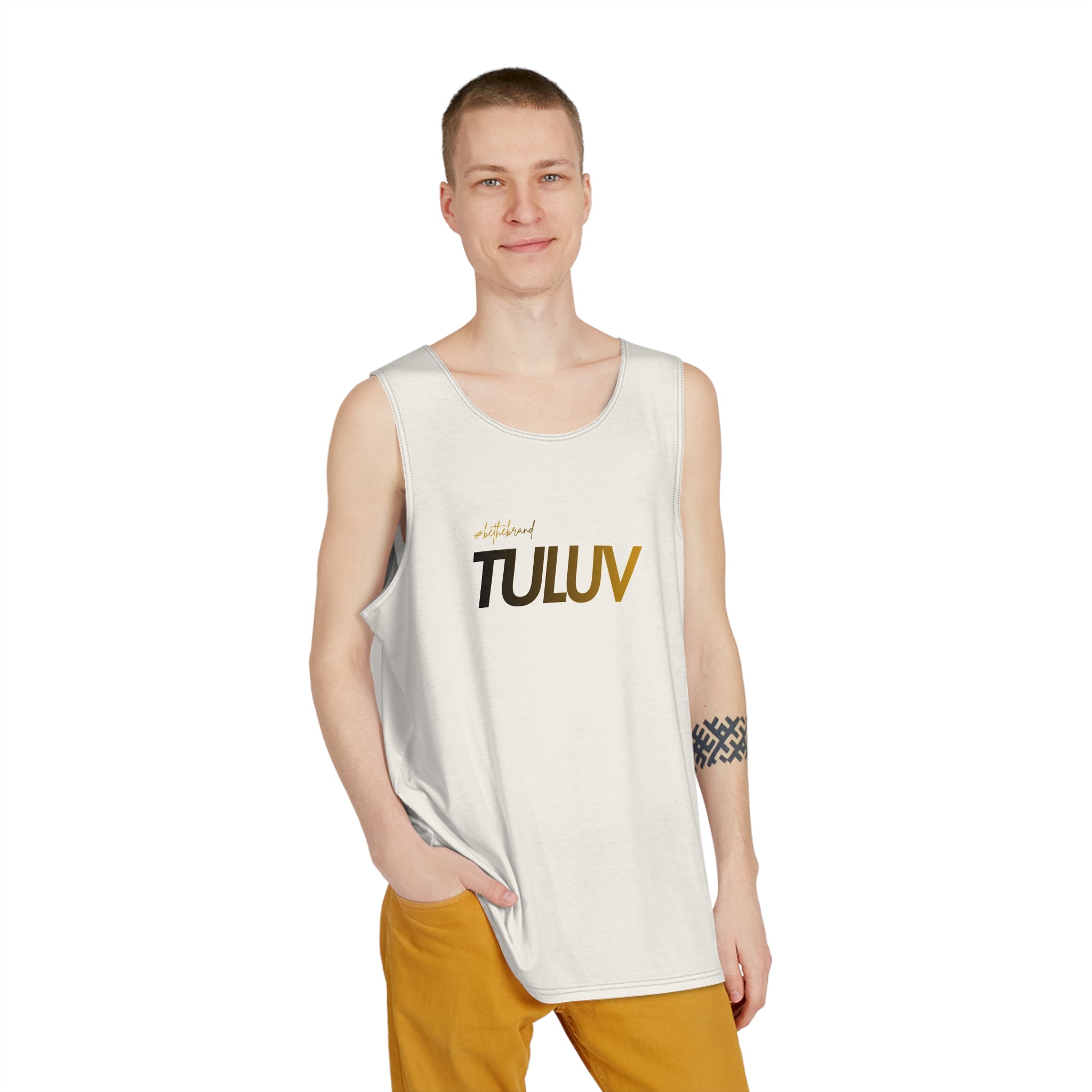 Men's All-Over Print Tank Top — Minimal White Summer Muscle Tee - TULUV